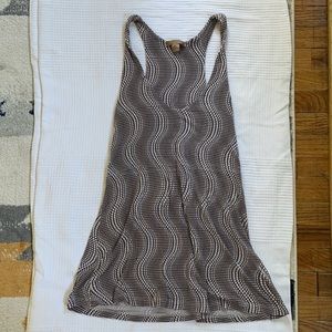 Grey and white long tank with twist strap